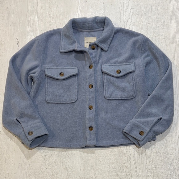 Thread & Supply Soft Fleece Auria Jacket In Blue Blizzard Size Small - Picture 2 of 9